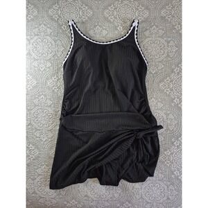 Summer Mae Maternity Swim Dress Black Ribbed Ric Rac Trim Size 10 NEW